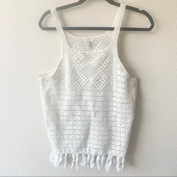 Joie Zaylee crochet raw hem tank top small white - Picture 2 of 4